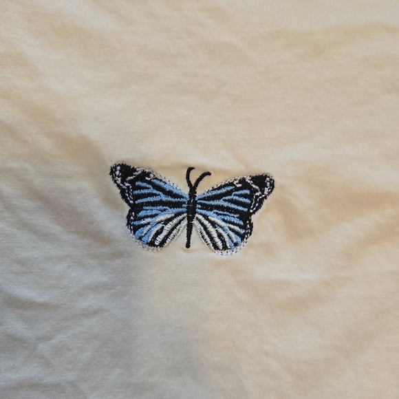 Pale Yellow T-Shirt with Butterfly Design - Picture 3 of 6